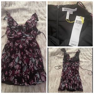 BCBGeneration Ruffle Floral Pleated Mini Dress.